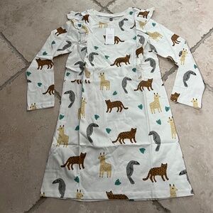 NWT Tea Collection Peruvian Friends Ruffle Dress 12 - cheetah animals